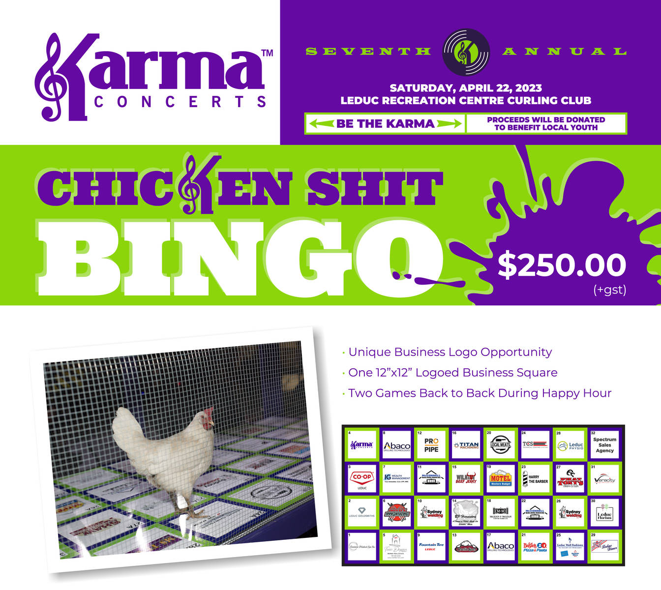 Karma Concerts Chicken Shit Bingo