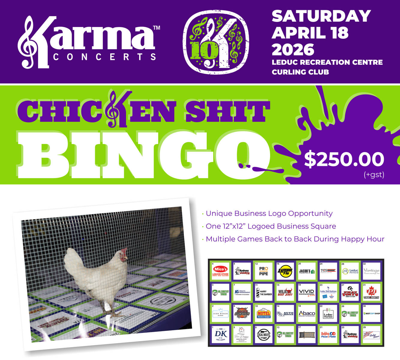Karma Concerts Chicken Shit Bingo